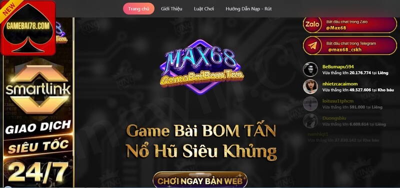 Bom Tấn Cá Cược Đổi Thưởng Hot Nhất Tại Max68 Club