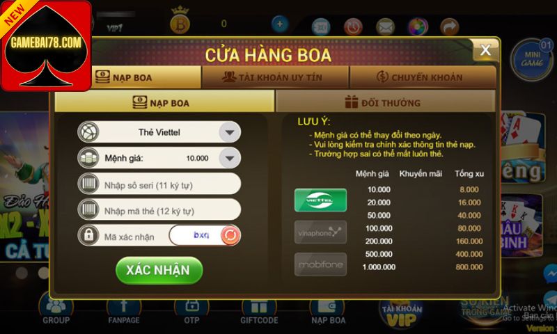 Các sự kiện đổi thưởng tại Boa Club