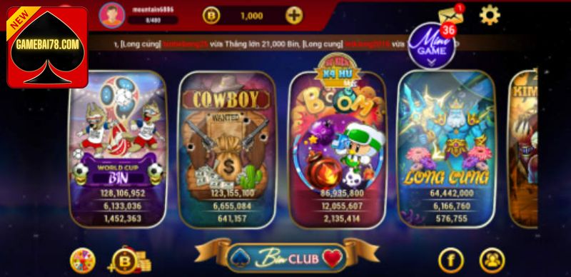 Các tựa game slots hấp dẫn của Binclub 