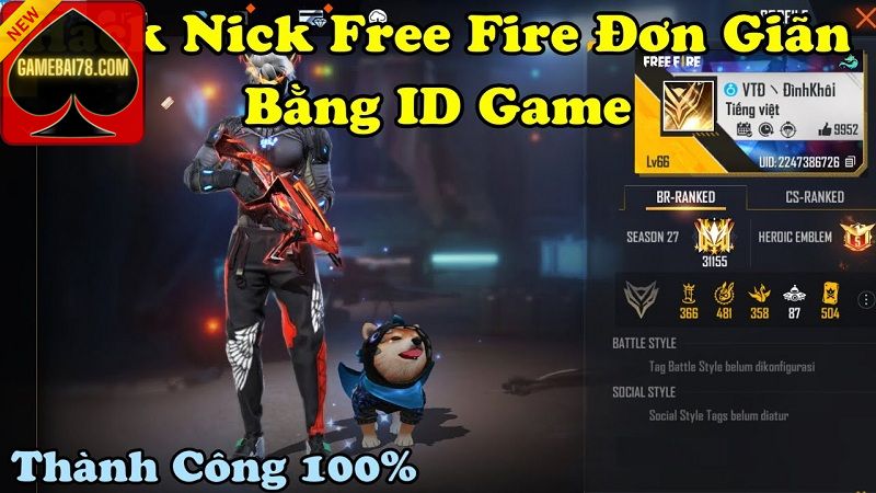 Cách Hack Nick Freefire Thành Công 100% Bằng Id