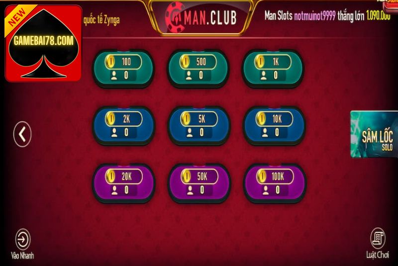 Tham gia game bài Sâm Lốc Solo tại Man Club